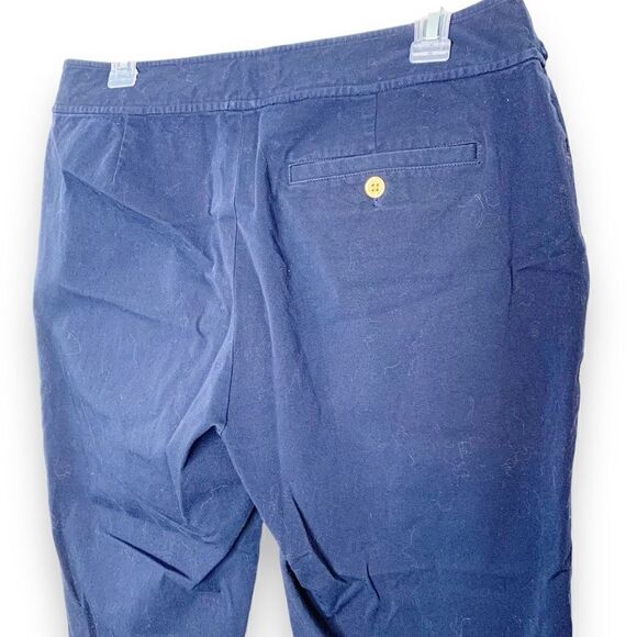 Ralph Lauren Women’s Navy Blue Chino Capri Pants Belted Gold Buckle Size 12 - Picture 4 of 11